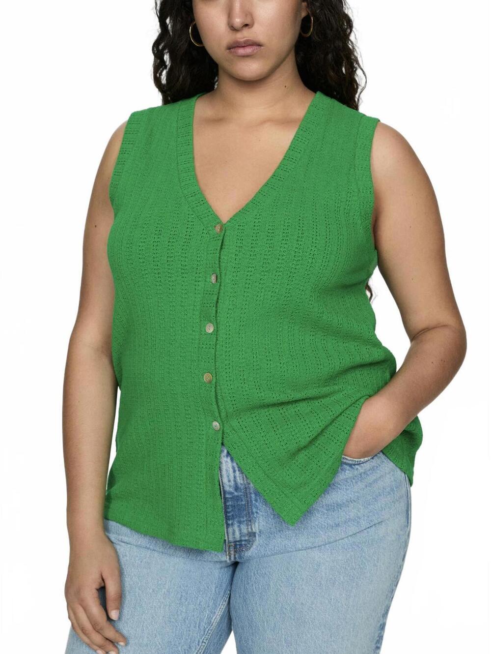 Mango Crochet Vest with Buttons NWT Green Large